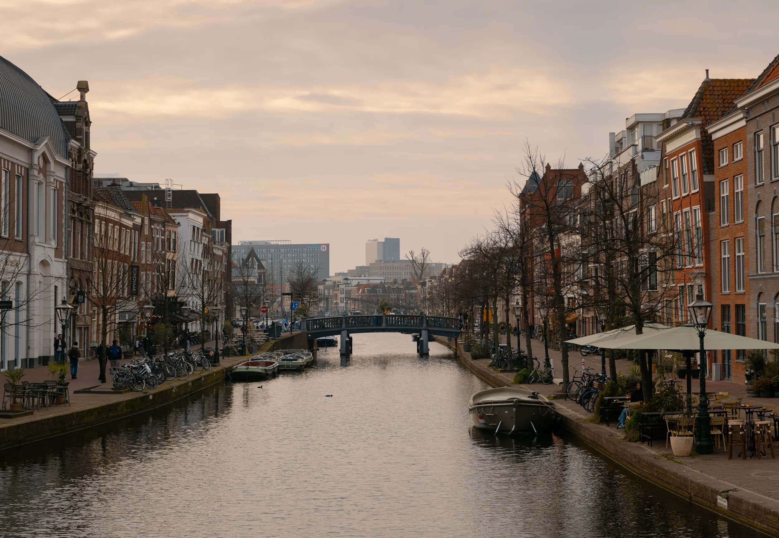 Leiden — kanaal en lanen in de Professorenbuurt
