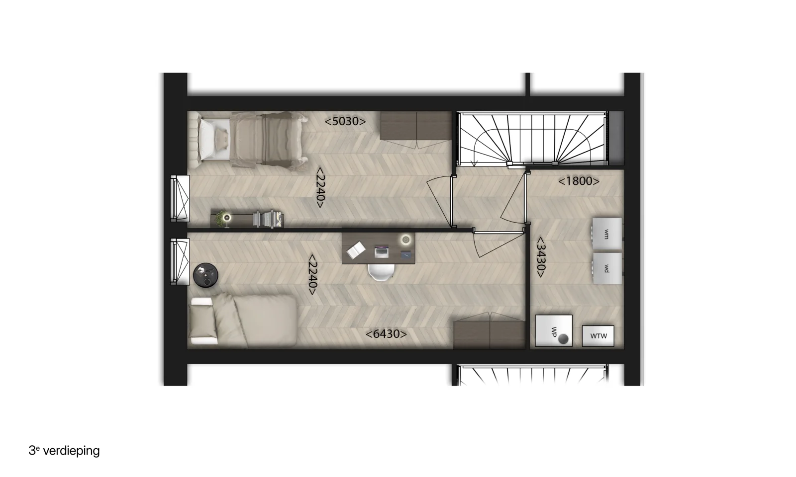Plattegrond Hofwoning Stadsvilla — derde verdieping