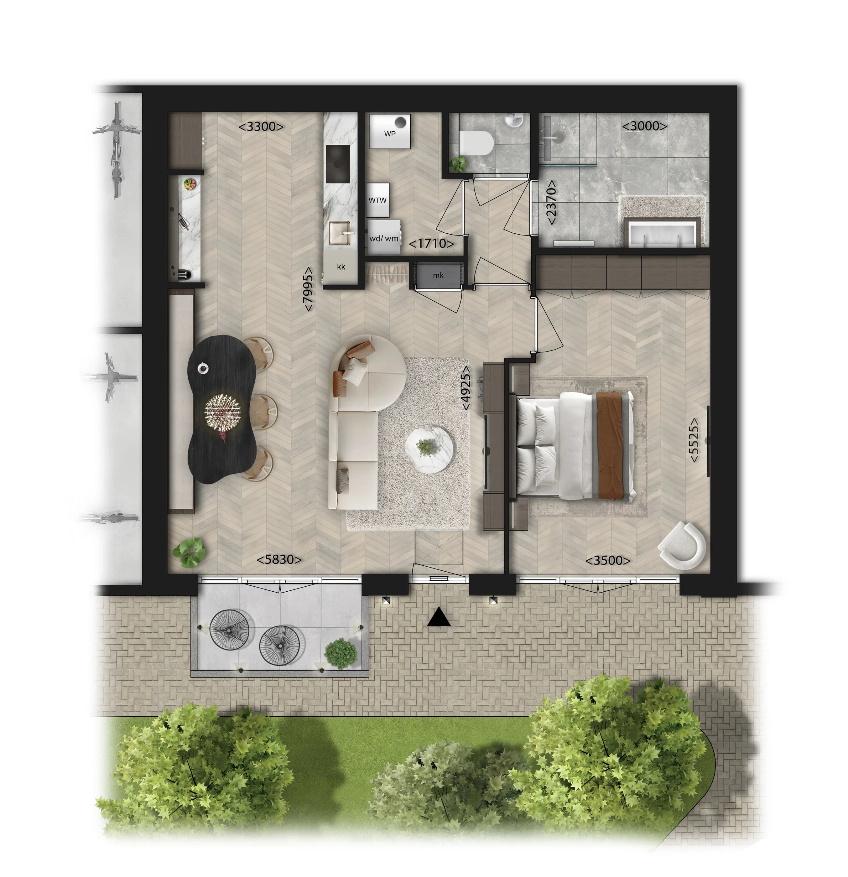 Plattegrond Hofappartement Studio